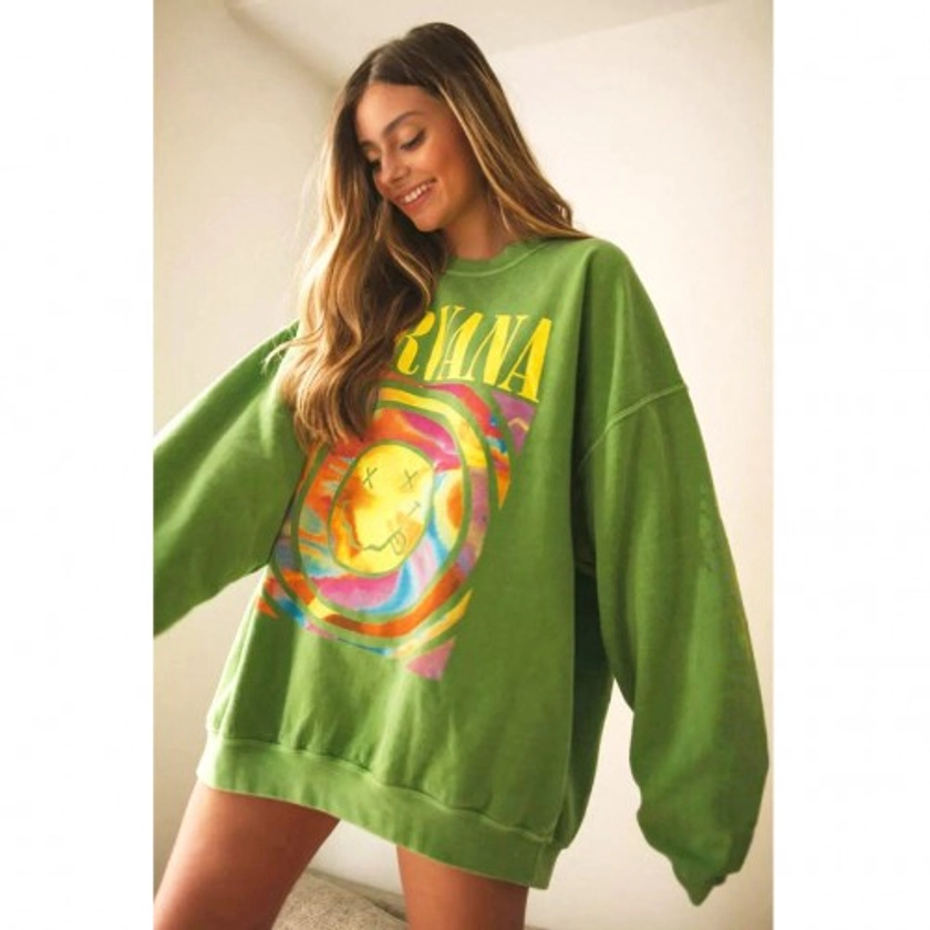 Women's Preppy Smiley Face Crewneck Sweatshirt