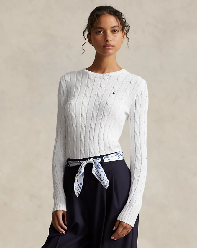 Cable-Knit Cotton Crewneck Sweater | Ralph Lauren