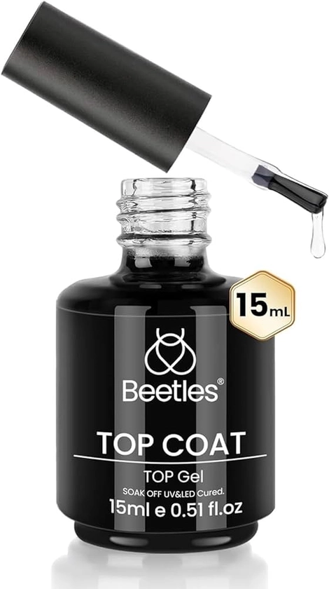 Amazon.com: beetles Gel Polish No Wipe Gel Top Coat - Clear Color Gel Shine Finish and Long Lasting, Soak Off Nail Lamp Gel, 15ml Gift for Mom : Beauty & Personal Care