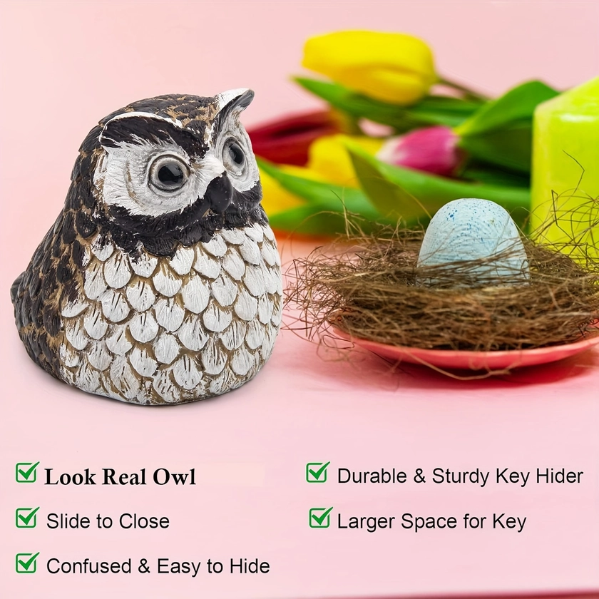 1pc, Hide A Key Outdoor Waterproof Owl Key Hider Safe Storage Box Suitable For Outdoor Courtyard Garden Statue Decoration Interior Decoration Large Si