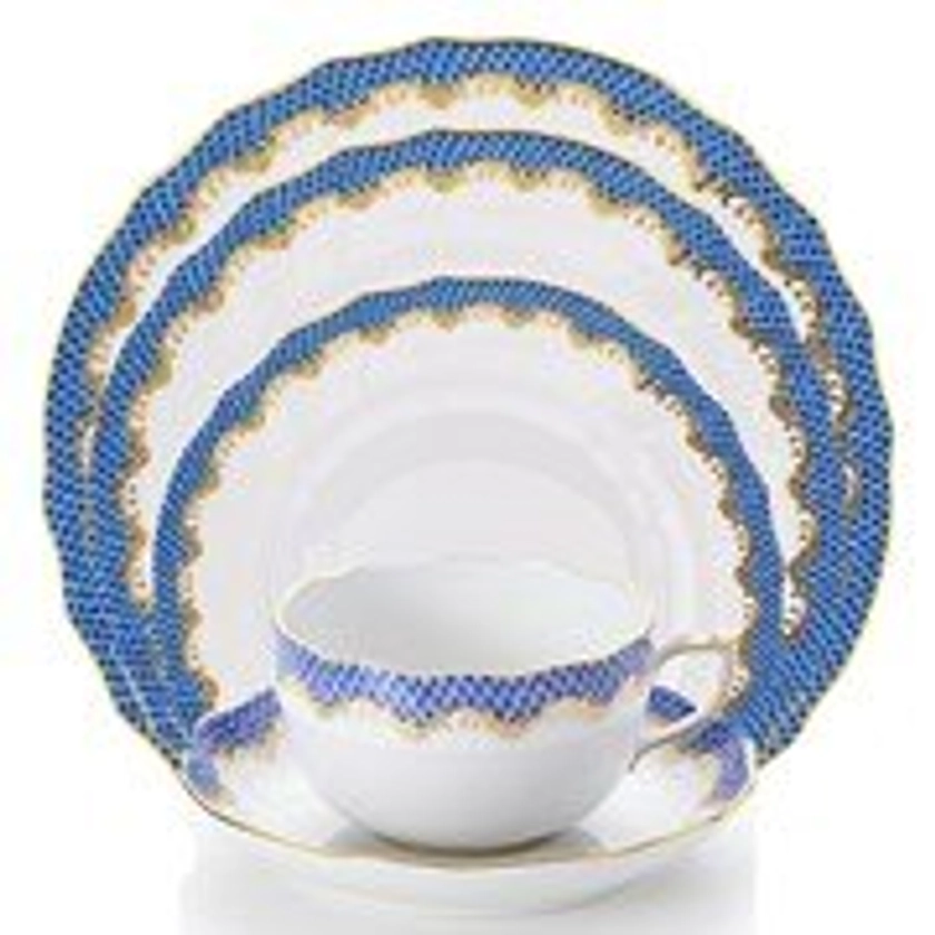 Fish Scale Blue Dinner Plate By Herend | China Cabinet Rumson