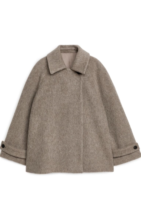 Mantel aus Wollmischung - Langarm - Normale Länge - Dunkelbeige - Ladies | H&M DE
