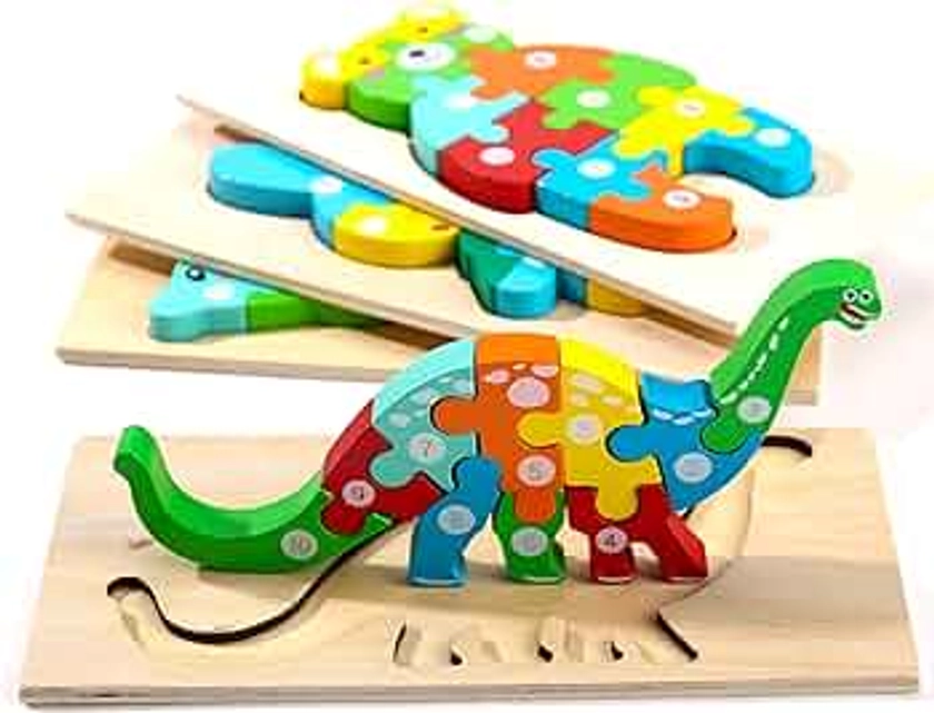 Montessori Mama Wooden Toddler Puzzles for Kids Ages 2-4, Montessori Toys for 3 Year Old, Animal Toddler Toys Ages, 4-Pack Learning Toddler Puzzle