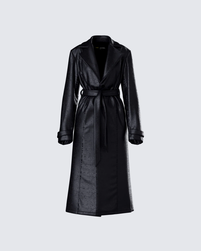 Ara Black Vegan Leather Coat