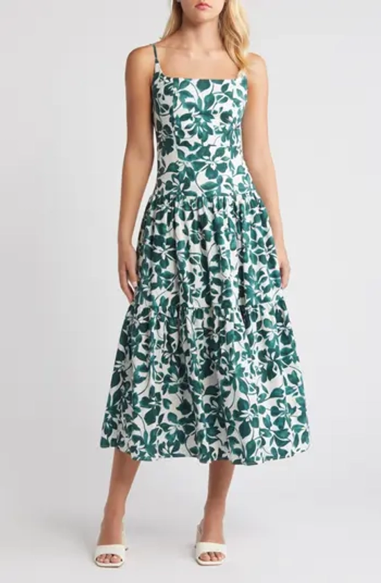 MOON RIVER Floral Tiered Cotton Dress | Nordstrom