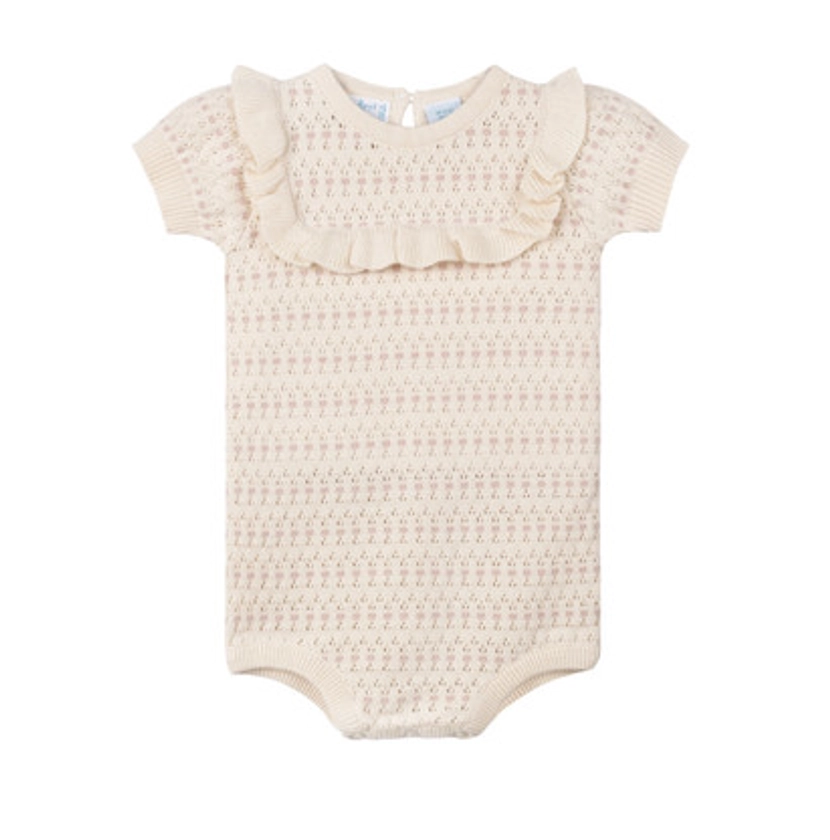 Girls Pointelle Jacquard Knit Romper