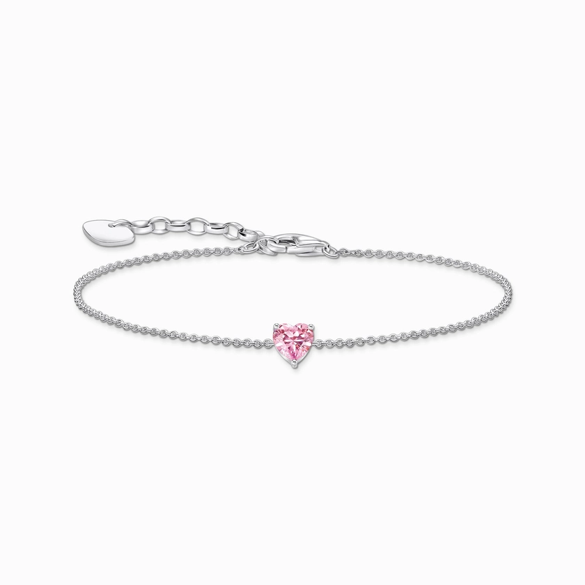 Silver bracelet with pink heart-shaped pendant | THOMAS SABO