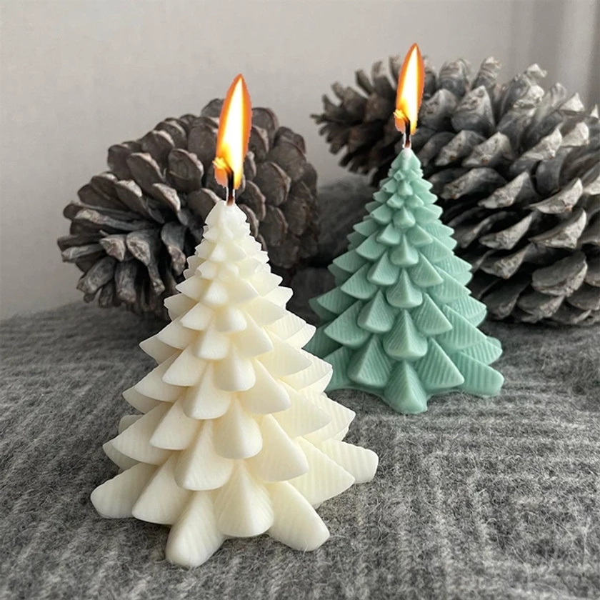 Moule à cire pour arbre de noël, en Silicone, fait à la main, bougie parfumée, moule à savon, bricolage, résine de gypse, ornement, fabrication de moule, décoration de la maison - AliExpress 