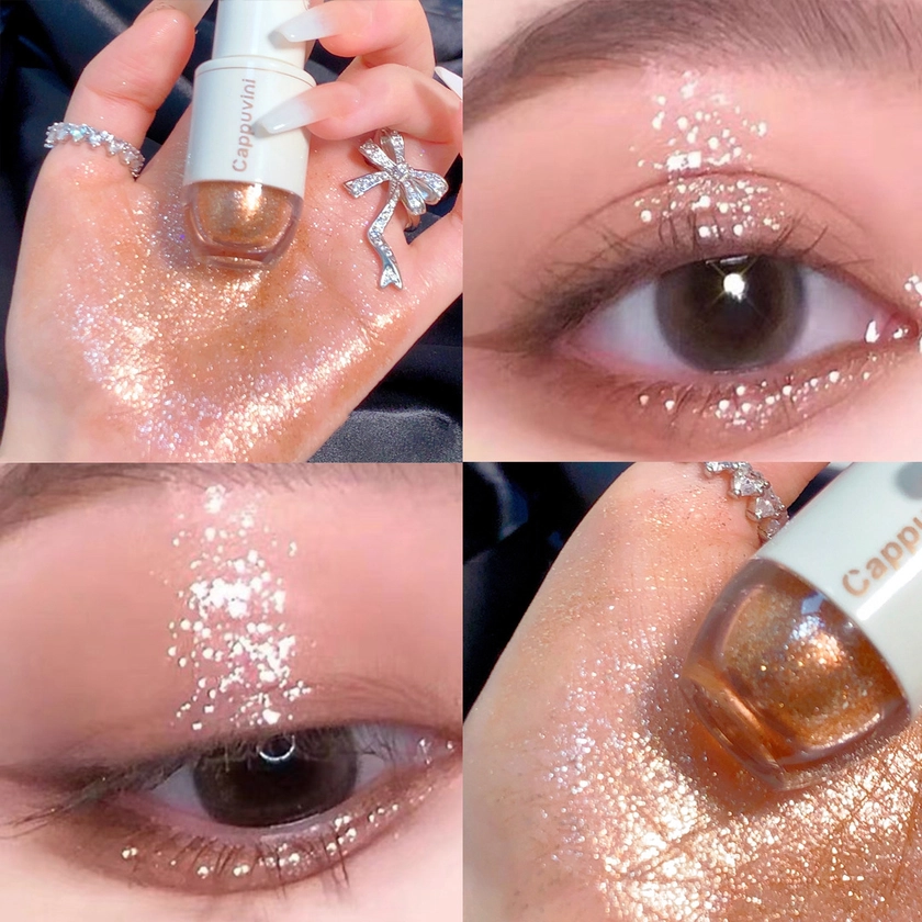 6 Colors Liquid Eyeshadow Highlight Sequins Glitter Eye Shadow Waterproof Lasting Makeup For Girls