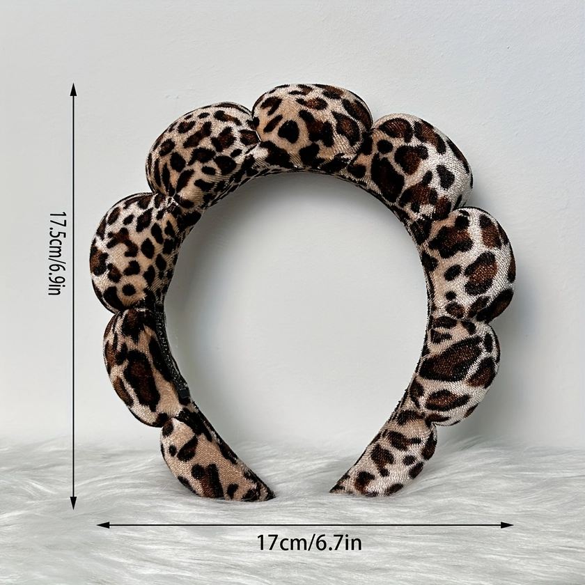 Leopard Print Headband, Sponge Spa Headband, Soft Towel Fabric Hair Hoop For Washing Face, Skincare, Makeup Removal