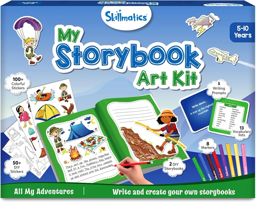 Skillmatics Storybook Art Kit - All My Adventures Art Kit for Kids, Write & Create Storybooks, Creative Activity for Boys & Girls, DIY Kit, 150+ Stickers, Gifts for Ages 5, 6, 7, 8, 9, 10