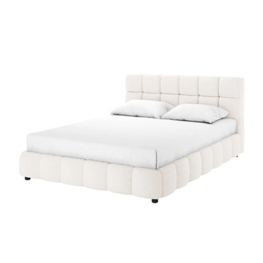 Nikias Tufted Boucle Bed Frame - Cream White