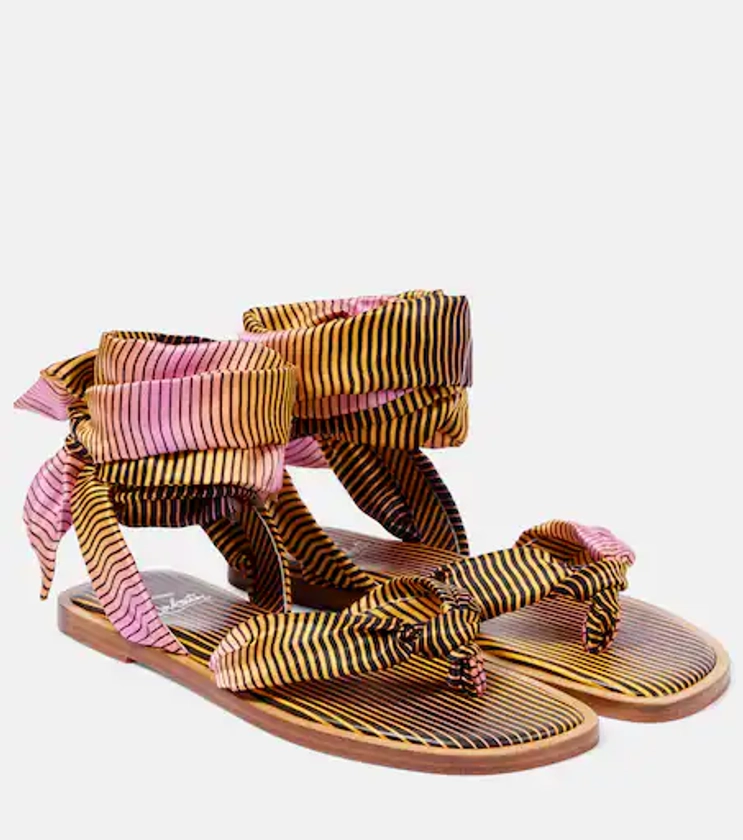 Nilo Du Désert striped crêpe satin sandals in pink - Christian Louboutin | Mytheresa