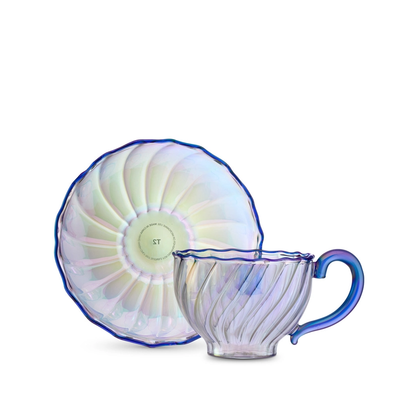 Valentina Glass Cup & Saucer Blue | T2