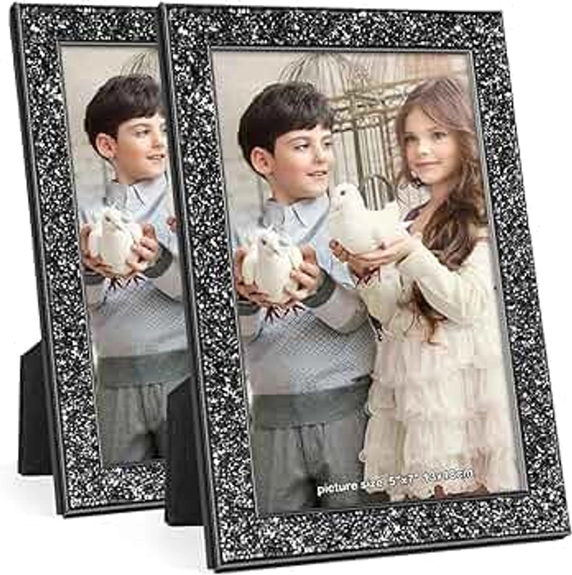 IZIDDO 5x7 Picture Frames Diamond Black, Metal Photo Frame for Wall or Tabletop Display (5 x 7, Pack of 2): Buy Online at Best Price in UAE - Amazon.ae