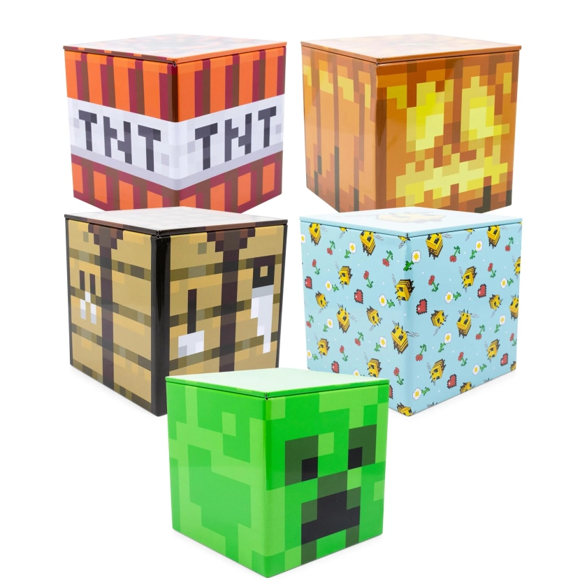 Minecraft 5-Piece 4 Inch Tin Storage Box Bundle - Walmart.com