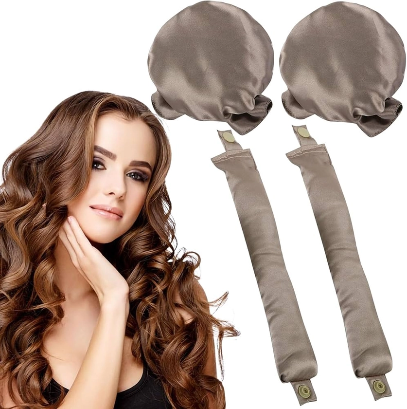 KEYRI Set de 2 Pièces Rouleau à Cheveux Sans Chaleur Heatless Hair Curlers Boucles en Soie Ruban Bouclé Sans Chaleur Coiffure Bricolage Boucleurs Sans Chaleur pour le Sommeil (Champagne)