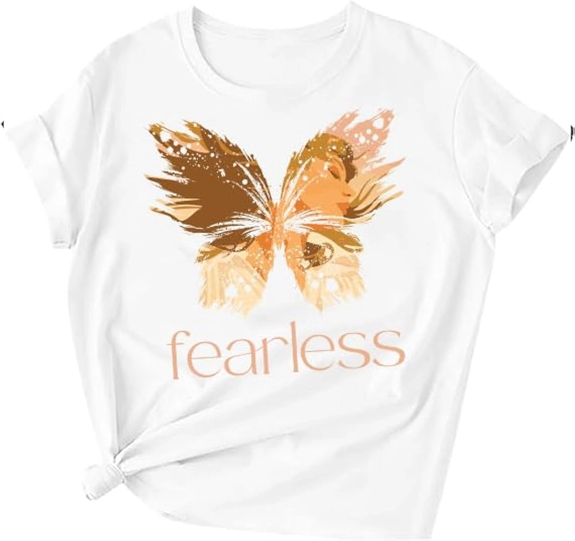 Girls Concert Shirt with Butterfly Design, 60% Cotton 40% Polyester Blend, Sizes 4-18
