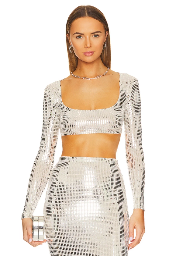 The New Arrivals by Ilkyaz Ozel Sirena Long Sleeve Crop Top in Le Memphis | REVOLVE