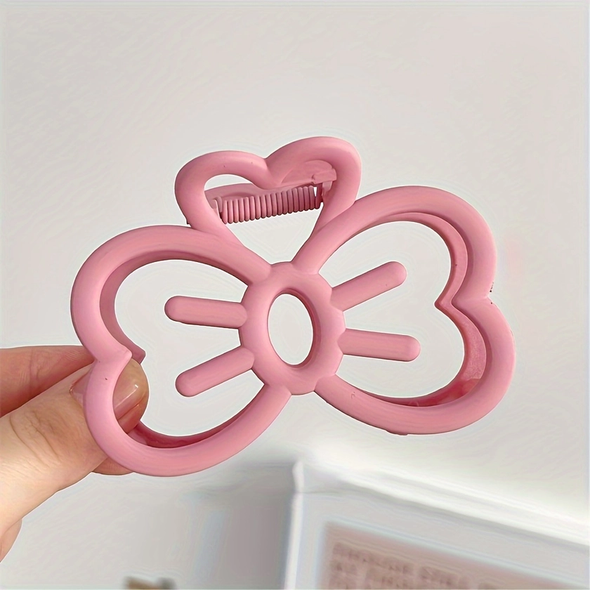 1pc Cute Simple Hollow Bow Hair Clip, Temperament Solid Color Claw Clip, Teens Hair Accessories