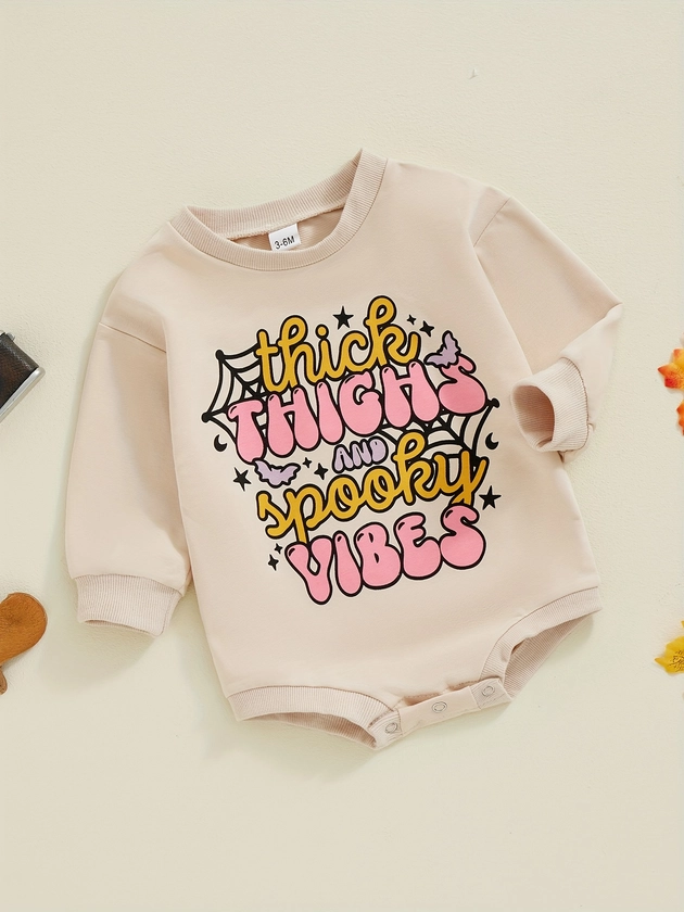 Baby Girls Boys Sweatshirts Rompers Halloween Clothes Letter - Temu