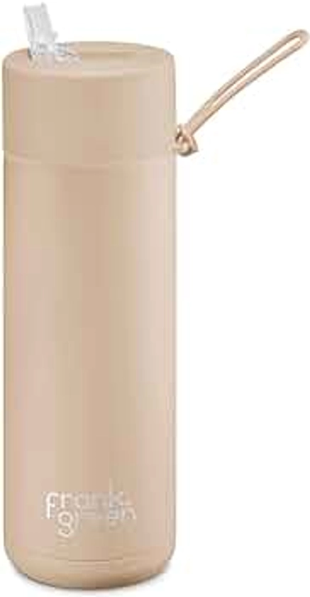 frank green Ceramic Reusable Bottle with Straw Lid, 20oz/595ml Capacity (Soft Stone)