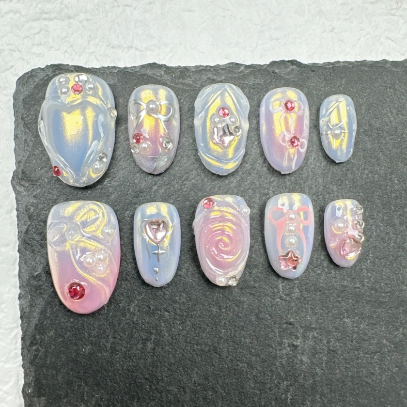 Handmade Nailsgift Nailshandmade Nailshand Painted Nailsfaux Acrylic Nailsgel Nailscustom Press on Nails - Etsy