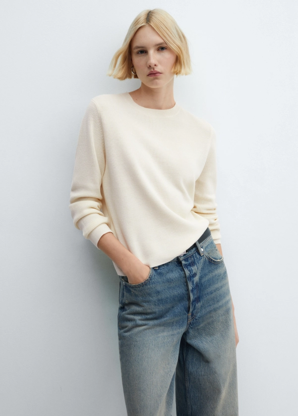Cotton-linen round-neck knitted sweater