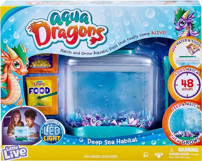 Little Live Aqua Dragons - Deep Sea Habitat - LED Light Up Tank Hatch and Grow Aquatic Pets | Amazon Exclusive