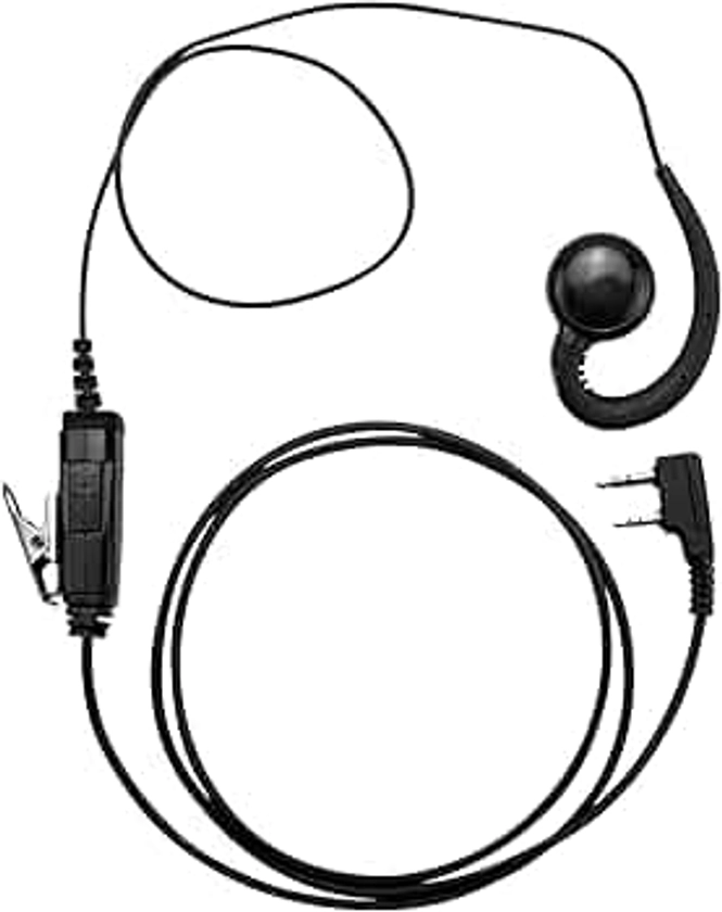 Walkie Talkie Headset Compatible with Baofeng, Kenwood Two Way Radio with Mic PTT Surveillance Earpiece, C-Ring