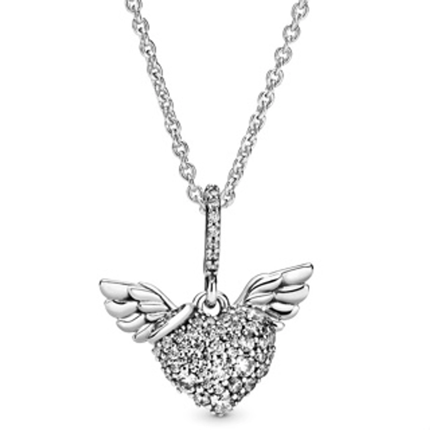 S925 Sterling Silver Pav é Fechar Conjunto De Asas De Anjo Colar De Amor | Shopee Brasil