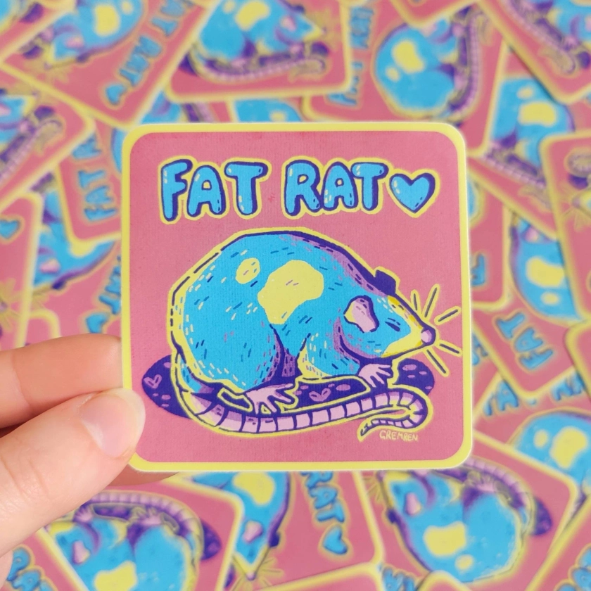 Fat Rat Waterproof Matte Vinyl Sticker