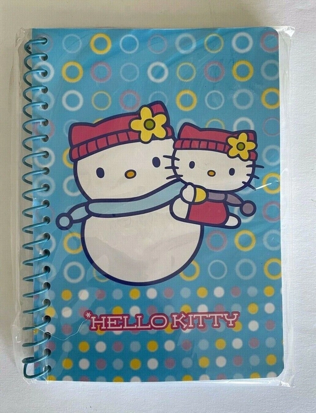 Sanrio Vintage 2002 Hello Kitty Blue 5" Notebook Stationary Snowman Mom & Child