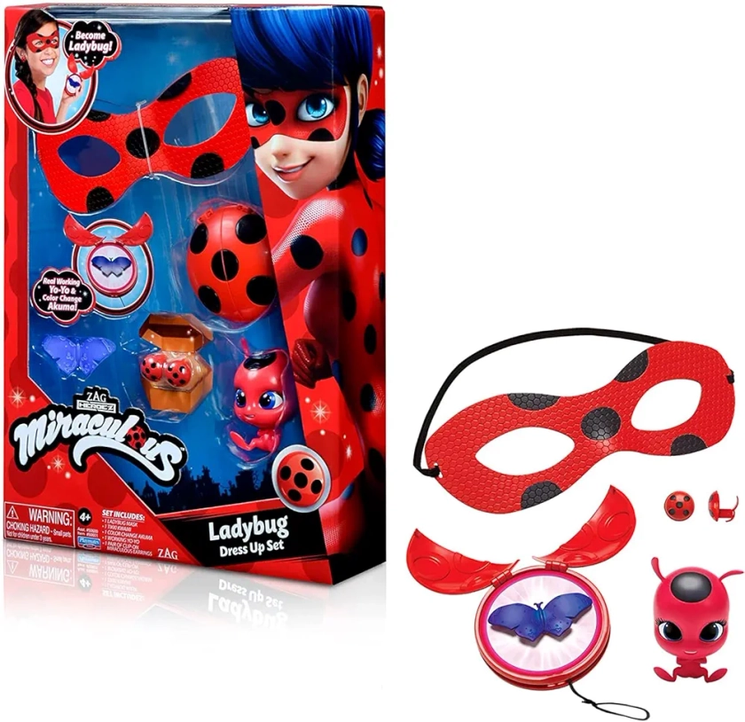 Bandai - Miraculous Ladybug - Set de Transformation - Déguisement Ladybug - Masque Yoyo Boucles d'oreilles Kwami Tikki - Déguisement Miraculous et accessoires - Jouet Enfant 4 ans et + - P50601