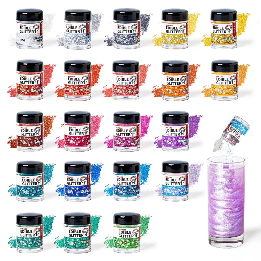 Fantastory 21-Color Edible Glitter Set, 3g Each - Luster Dust for Baking and Decorating - Walmart.com