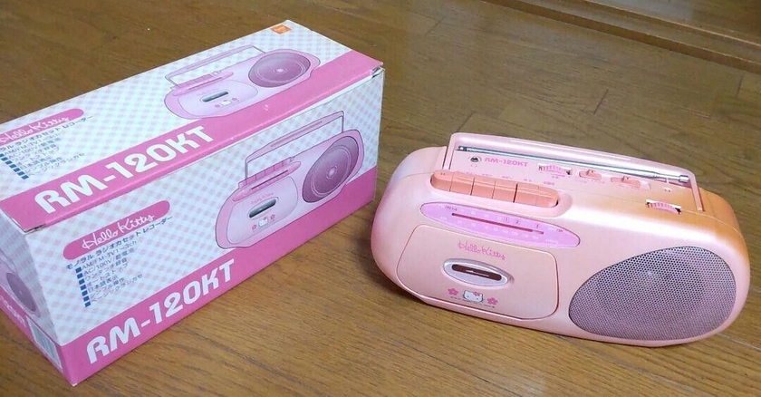 Sanrio Hello Kitty Radio Cassette Deck Recorder Pink RM-120KT USED F/S Japan