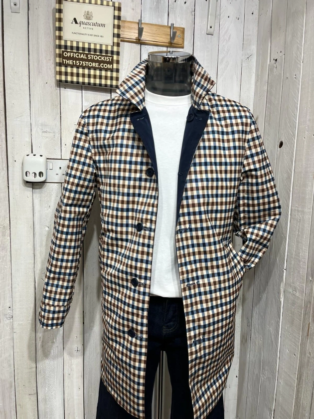 Aquascutum Reversible Mac - Club Check / Navy