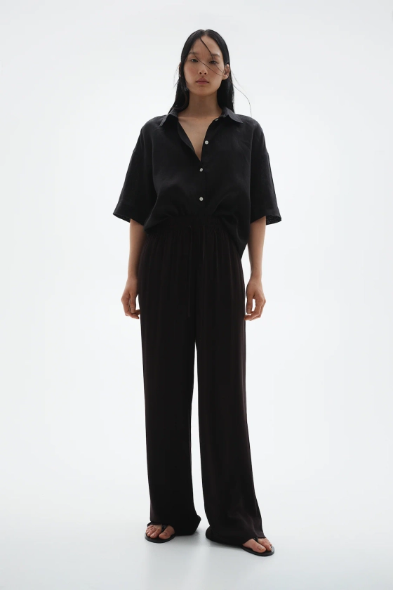 Wide pull-on trousers - Black - Ladies | H&M GB