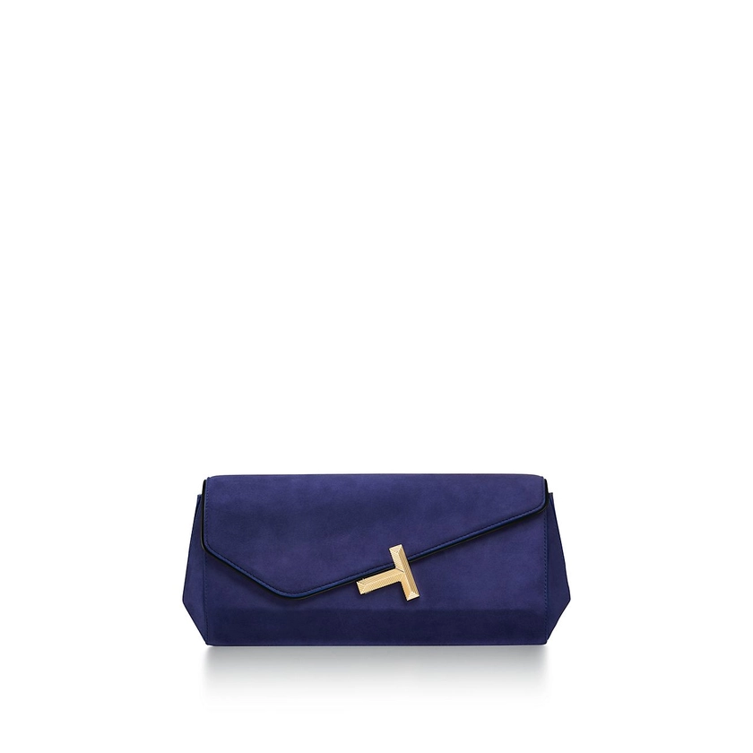 Tiffany T Clutch in Sapphire Blue Suede | Tiffany & Co. US