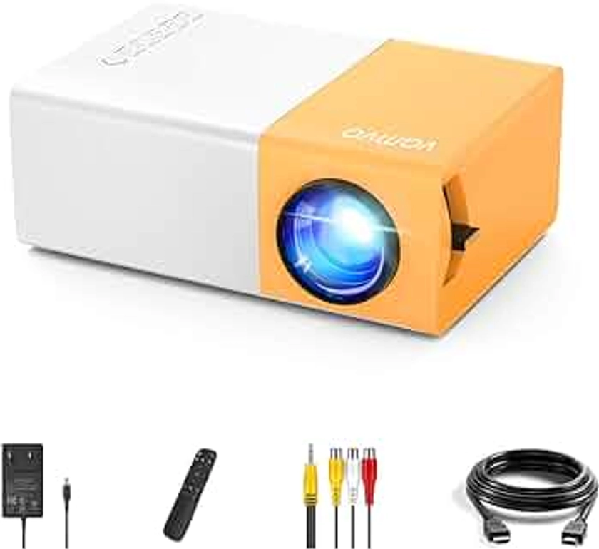 Mini videoprojecteur Vamvo YG300 Pro LED vidéoprojecteur, Portable Movie Retroprojecteur Soutenir 1080p, Cadeau les enfants, Compatible avec Smartphone / PS4 / Firestick