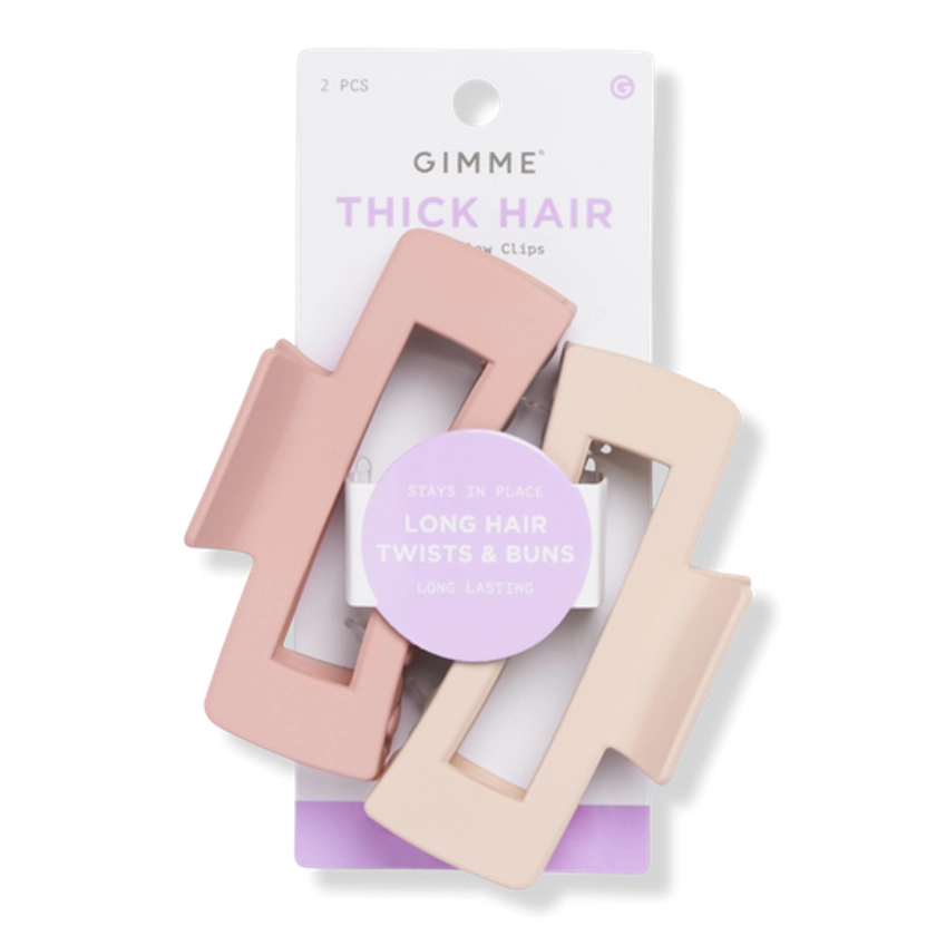 Thick Hair - Tan & Pink Rectangular Claw Clips