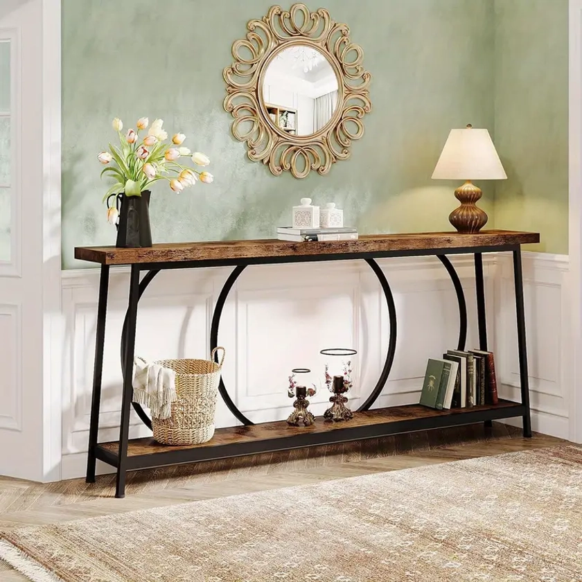 Narrow Console Table Storage Extra Long Industrial Entryway - Temu