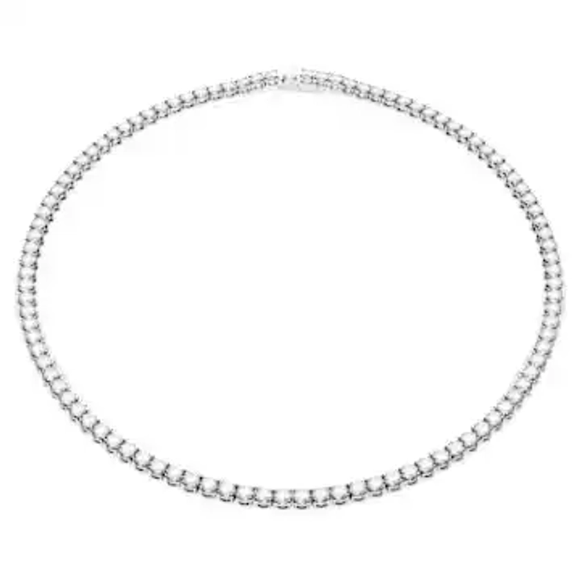 Matrix Tennis necklace, Round cut, White, Rhodium plated by SWAROVSKI