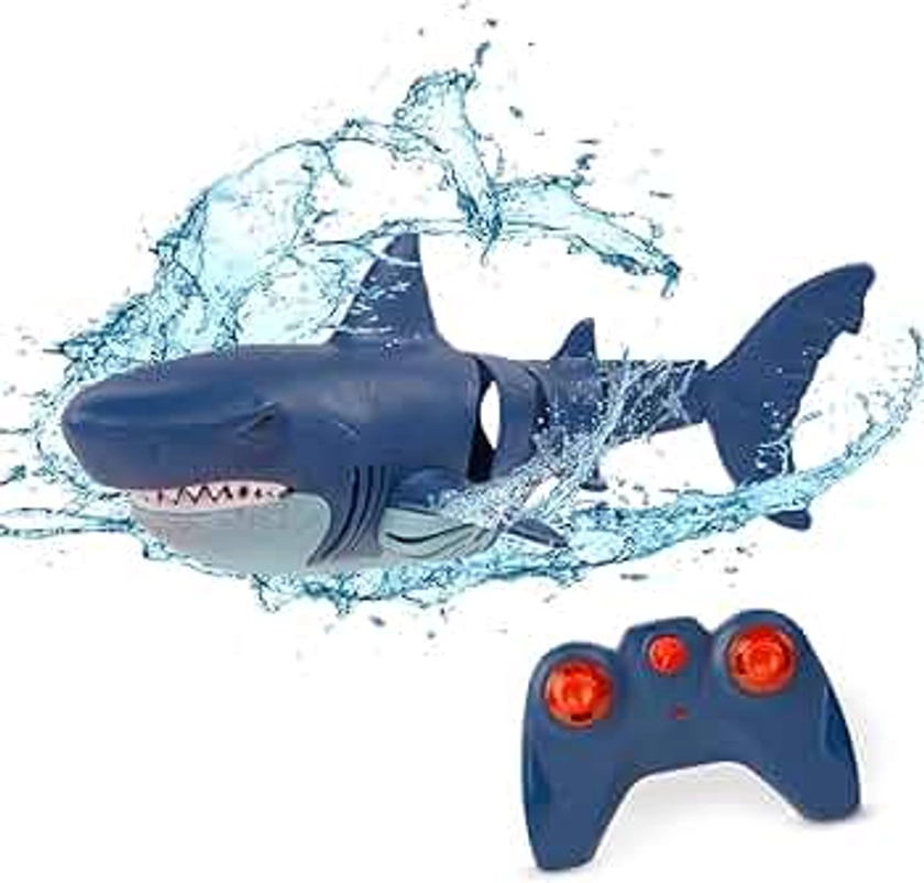 Terra by Battat – Remote Control Shark – Bath & Pool Shark Toy – Gift for Boys&Girls 6 Years + – Rechargeable Water Toys – Electronic Great White – Multidirectional Swimming