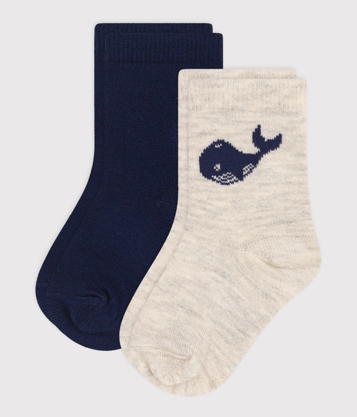 2 paires de chaussettes en coton baleine bébé