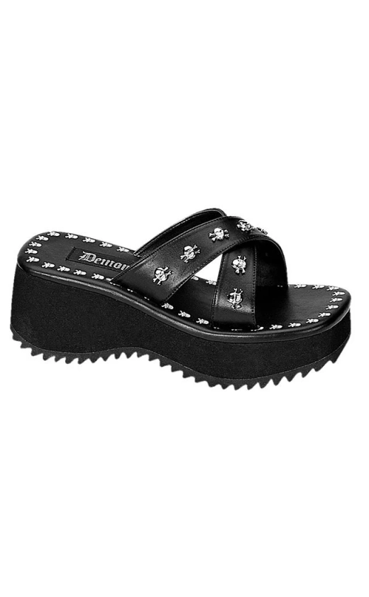 FLIP-05 Black Platform Slide Sandals