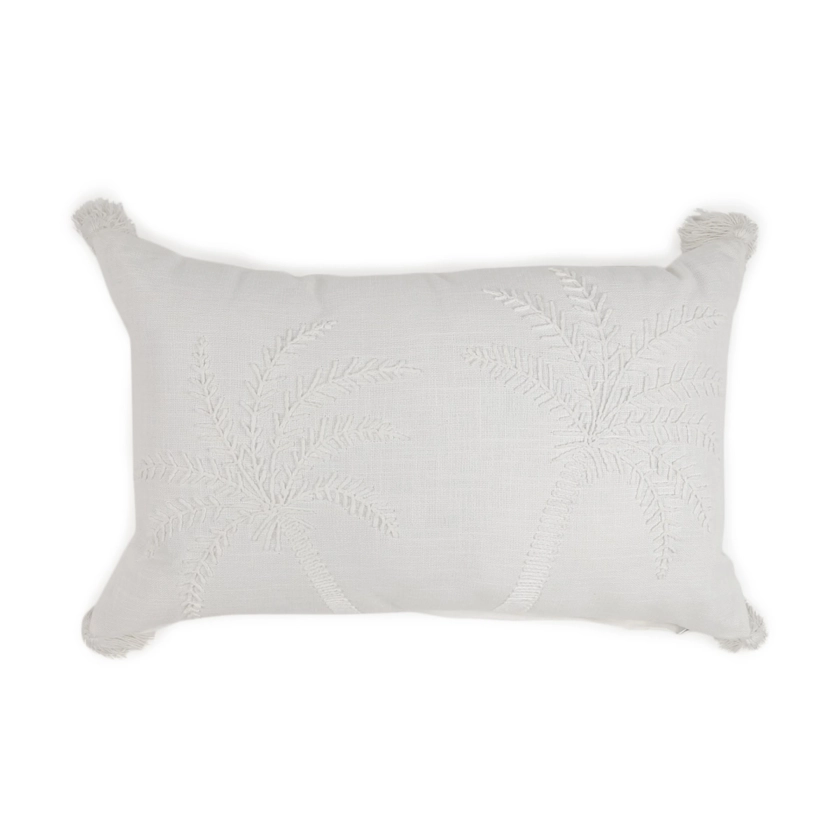 Embroidered Palm Cushion - White