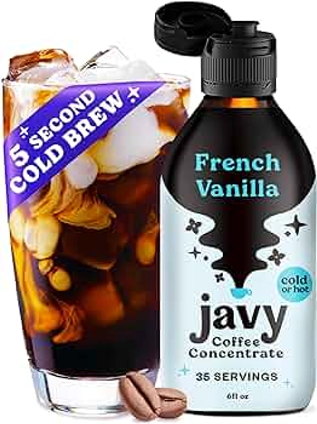 Javy Coffee Concentrate - Cold Brew Coffee, Perfect for Instant Iced Coffee, Cold Brewed Coffee and Hot Coffee, 35 Servings - French Vanilla