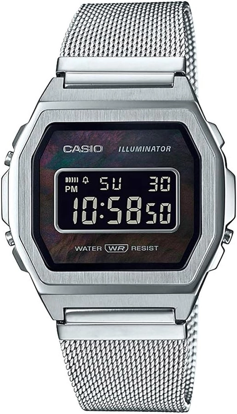 Casio Collection Womens Digital Watch with Stainless Steel Strap