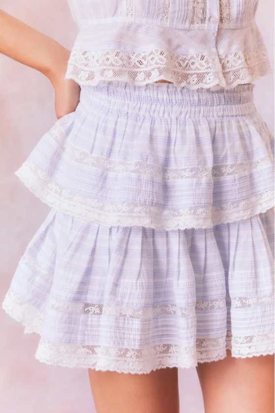 Ruffle Mini Stripe Cotton Skirt